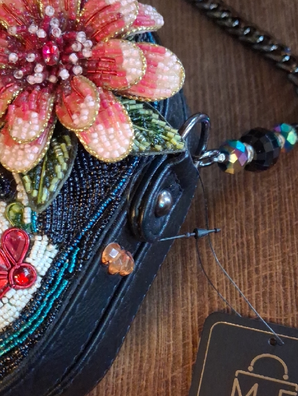 Mary Frances Multicolor Beaded Sugar Skull Crossbody with Floral Accents - Picture 4 of 10